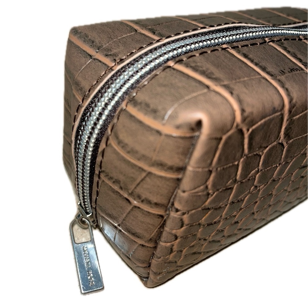 MICHAEL KORS Brown Soft Leather Croc Embossed Sunglasses/Eyeglasses Case Only